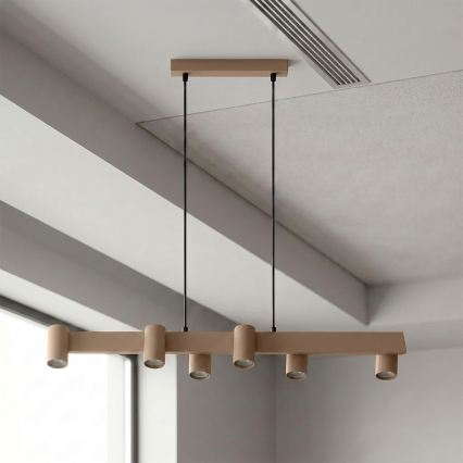Brilagi - LED RGBW zatemnitveni lestenec na kablu SELE 6xGU10/6,5W/230V 2700-6500K bež + daljinski upravljalnik