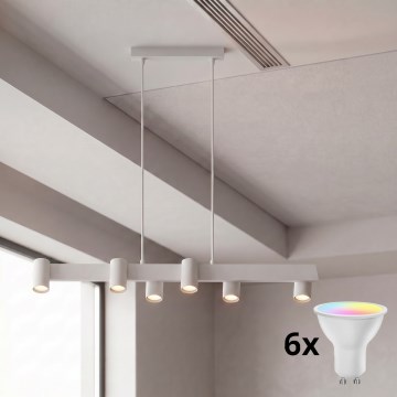 Brilagi - LED RGBW zatemnljiv viseči lestenec na jeklenem lanku SELE 6xGU10/6,5W/230V 2700-6500K bel + z daljinskim upravljalnikom
