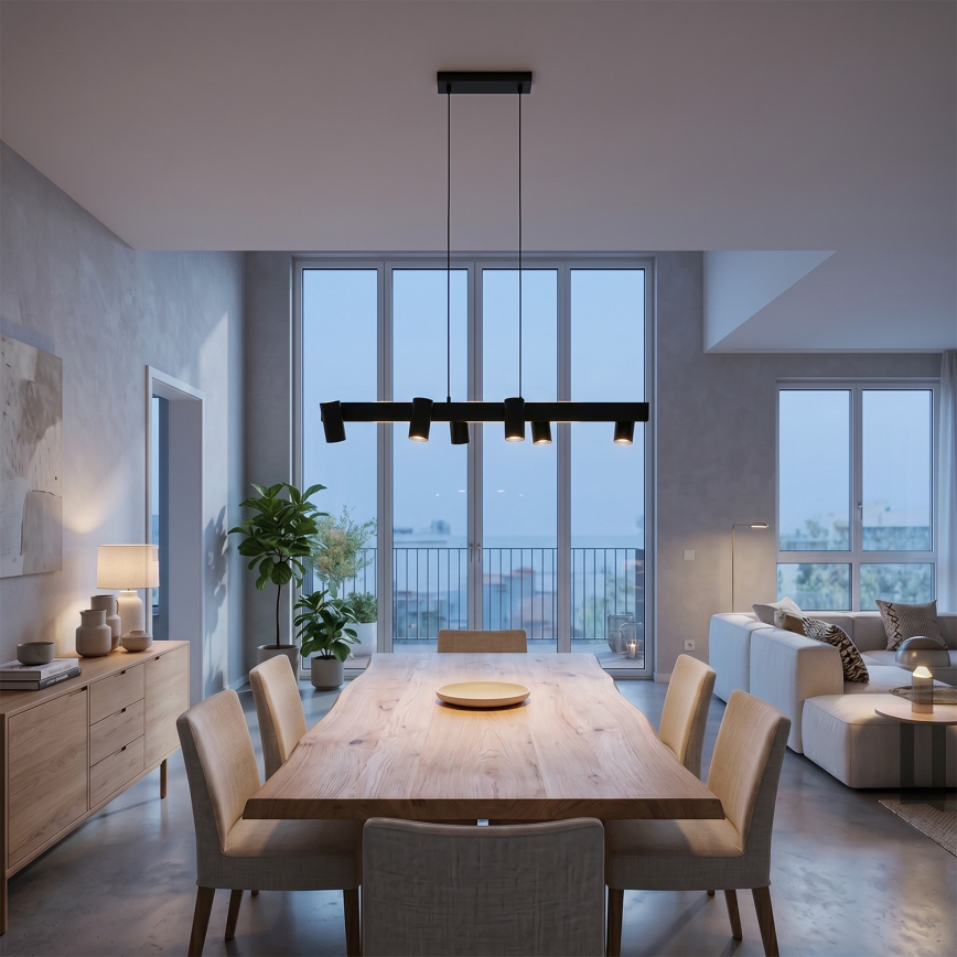 Brilagi - LED RGBW Zatemljiv lestenec na kablu SELE 6xGU10/6,5W/230V 2700-6500K črna + daljinsko upravljanje