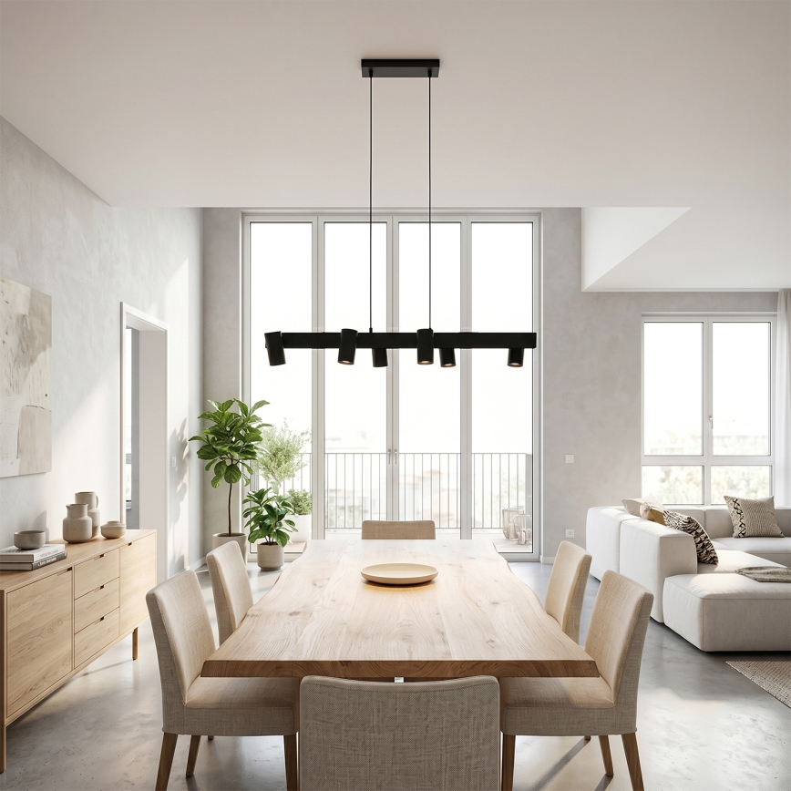 Brilagi - LED RGBW Zatemljiv lestenec na kablu SELE 6xGU10/6,5W/230V 2700-6500K črna + daljinsko upravljanje