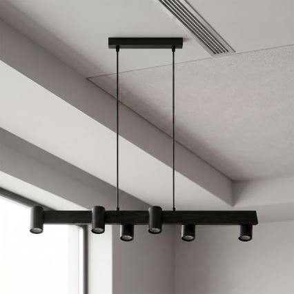 Brilagi - LED RGBW Zatemljiv lestenec na kablu SELE 6xGU10/6,5W/230V 2700-6500K črna + daljinsko upravljanje