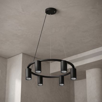 Brilagi - LED RGBW Zatemnljiv lestenec na kablu SELE 6xGU10/6,5W/230V 2700-6500K črna + daljinski upravljalnik