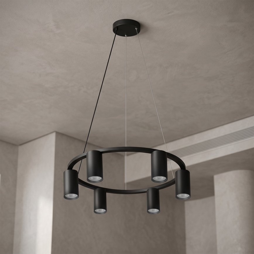 Brilagi - LED RGBW Zatemnljiv lestenec na kablu SELE 6xGU10/6,5W/230V 2700-6500K črna + daljinski upravljalnik