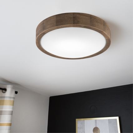 Brilagi - LED RGBW z nastavljivo svetlostjo stropna svetilka CARVALHO SLIM 1xE27/9W/230V 2700-6500K Wi-Fi hrast premer 27 cm