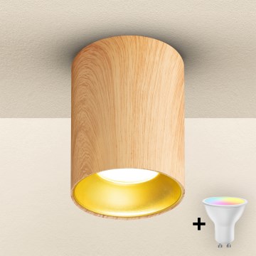 Brilagi - LED RGBW zatemnljiva točkovna svetilka TRINE 1xGU10/30W/230V 2700-6500K Wi-Fi dekor hrasta