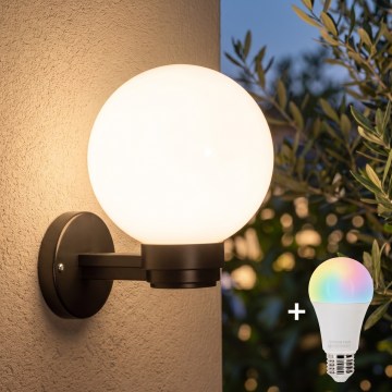 BRILAGI - LED RGBW zatemnljiva zunanja stenska svetilka HARBOR 1xE27/12W/230V 2700-6500K IP33 črna/bela