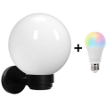 Brilagi - LED RGBW zatemnljiva zunanja stenska svetilka HARBOR 1xE27/15W/230V 2700-6500K IP33 črna/bela