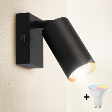 Brilagi - LED RGBW zatemnljivo stensko točkovno svetilo s stikalom SELE 1xGU10/4,8W/230V 3000K črna/zlata + daljinski upravljalnik