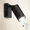Brilagi - LED RGBW zatemnljivo stensko točkovno svetilo s stikalom SELE 1xGU10/4,8W/230V 3000K črno + daljinski upravljalnik