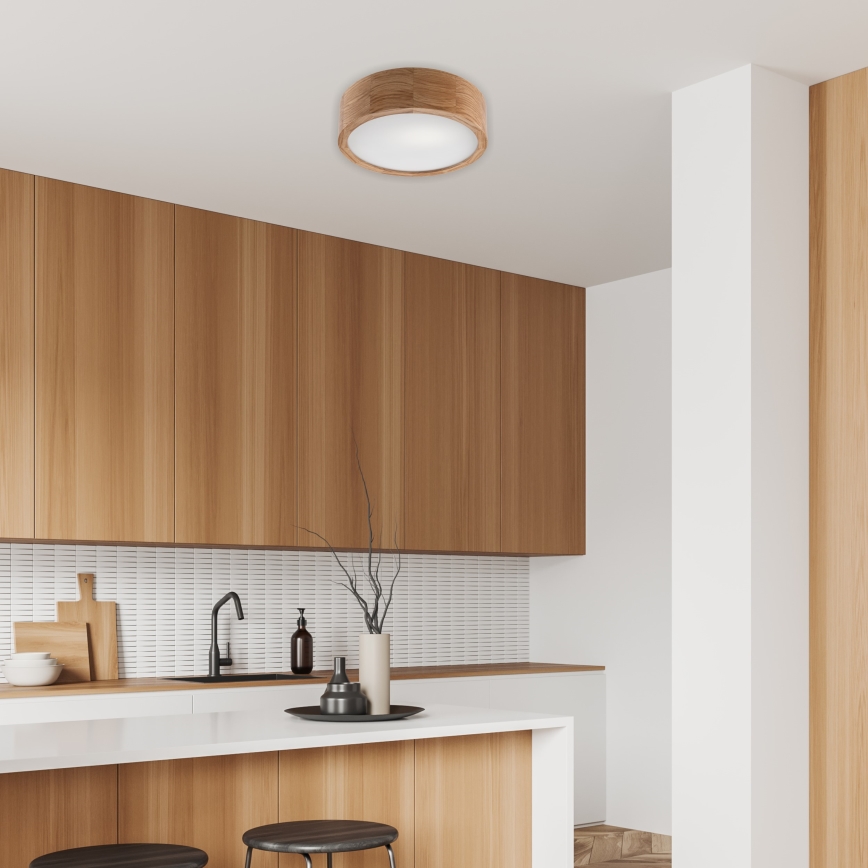 Brilagi - LED RGBW zatemnjiva stropna svetilka CARVALHO 1xE27/15W/230V 2700-6500K Wi-Fi hrast premer 27,5 cm