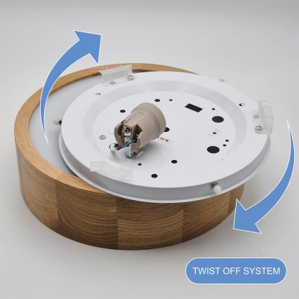 Brilagi - LED RGBW zatemnjiva stropna svetilka CARVALHO 1xE27/15W/230V 2700-6500K Wi-Fi hrast premer 27,5 cm