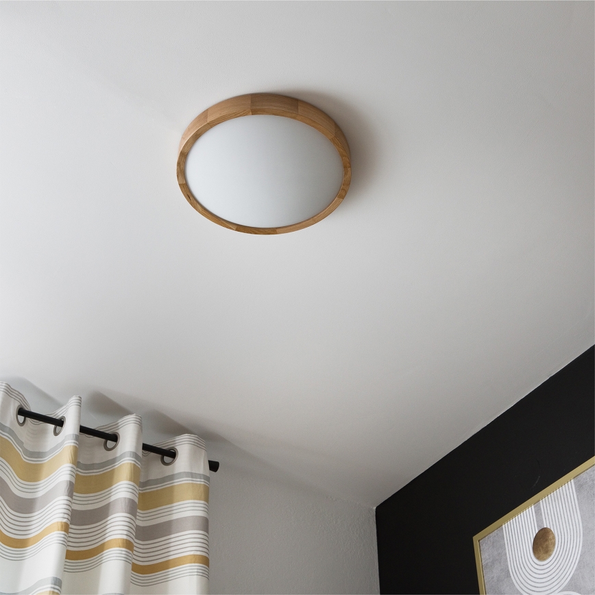 Brilagi - LED RGBW zatemnjiva stropna svetilka CARVALHO SLIM 2xE27/15W/230V 2700-6500K Wi-Fi hrast, premer 37 cm