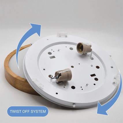 Brilagi - LED RGBW zatemnjiva stropna svetilka CARVALHO SLIM 2xE27/15W/230V 2700-6500K Wi-Fi hrast, premer 37 cm