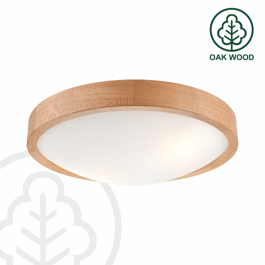 Brilagi - LED RGBW zatemnjiva stropna svetilka CARVALHO SLIM 2xE27/9W/230V 2700-6500K Wi-Fi hrast, premer 37 cm