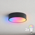 BRILAGI - LED RGBW zatemnljivo stropno svetilo CLARE 2xE27/12W/230V 2700-6500K premer 30 cm črna
