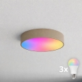 BRILAGI - LED RGBW zatemnljivo stropno svetilo CLARE 3xE27/12W/230V 2700-6500K Ø 40 cm bež