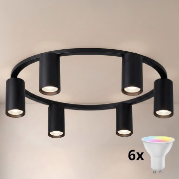 Brilagi - LED RGBW zatemnljivo stropno svetilo SELE 6xGU10/6,5W/230V 2700-6500K črna + daljinski upravljalnik