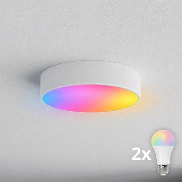 BRILAGI - LED RGBW zatemnljivo stropno svetilo za kopalnico CLARE 2xE27/12W/230V 2700-6500K premer 30 cm IP54 belo