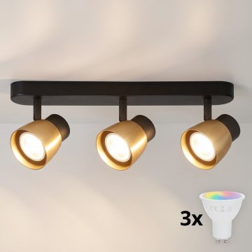 Brilagi - LED RGBW zatemnljivo točkovno svetilo NUGGET 3xGU10/4,8W/230V črna/zlata