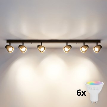 Brilagi - LED RGBW zatemnljivo točkovno svetilo NUGGET 6xGU10/6W/230V 2700-6500K Wi-Fi črna/zlata
