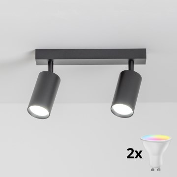 Brilagi - LED RGBW zatemnljivo točkovno svetilo SELE 2xGU10/4,8W/230V 3000K črna + daljinski upravljalnik