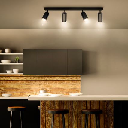Brilagi - LED RGBW zatemnljivo točkovno svetilo SELE 4xGU10/4,8W/230V 3000K črna/zlata + daljinski upravljalnik