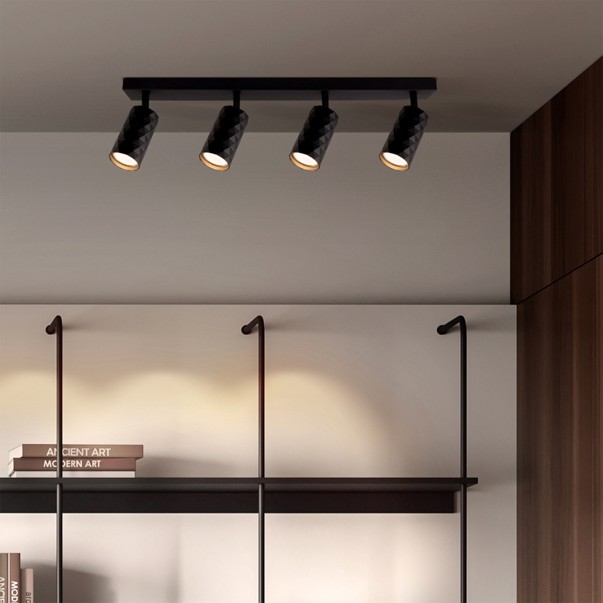 Brilagi - LED RGBW zatemljivo točkovno svetilo SELE DIAMANT 4xGU10/4,8W/230V 3000K črno + daljinski upravljalnik