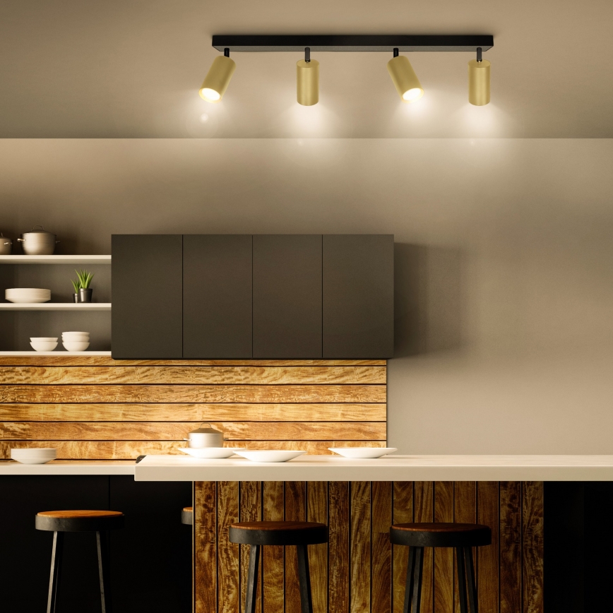 Brilagi - LED RGBW vgradna svetilka SELE GOLDEN s možnostjo zatemnitve 4xGU10/6W/230V 3000K črna/zlata + daljinski upravljalnik