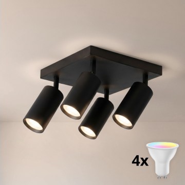 Brilagi - LED RGBW Zatemnljivo točkovno svetilo SELE SQUARE 4xGU10/6,5W/230V 2700-6500K črna