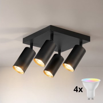 Brilagi - LED RGBW zatemnljivo točkovno svetilo SELE SQUARE 4xGU10/6,5W/230V 2700-6500K črno/zlato