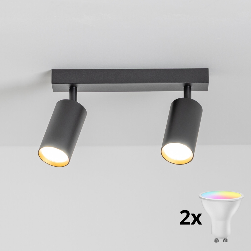 Brilagi - LED RGBW zatemnljivo usmerjeno svetilo SELE 2xGU10/6,5W/230V 2700-6500K črna/zlata