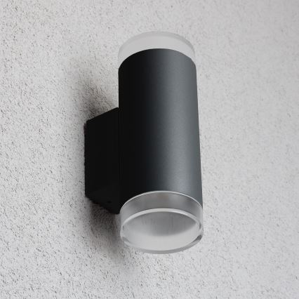 Brilagi - Zunanje zatemnjivo LED RGBW stensko svetilo MATERA 2xGU10/4,8W/230V 3000K IP54 črna + daljinski upravljalnik