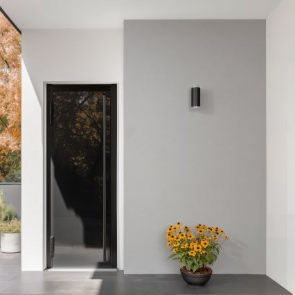 Brilagi - Zunanje zatemnjivo LED RGBW stensko svetilo MATERA 2xGU10/4,8W/230V 3000K IP54 črna + daljinski upravljalnik