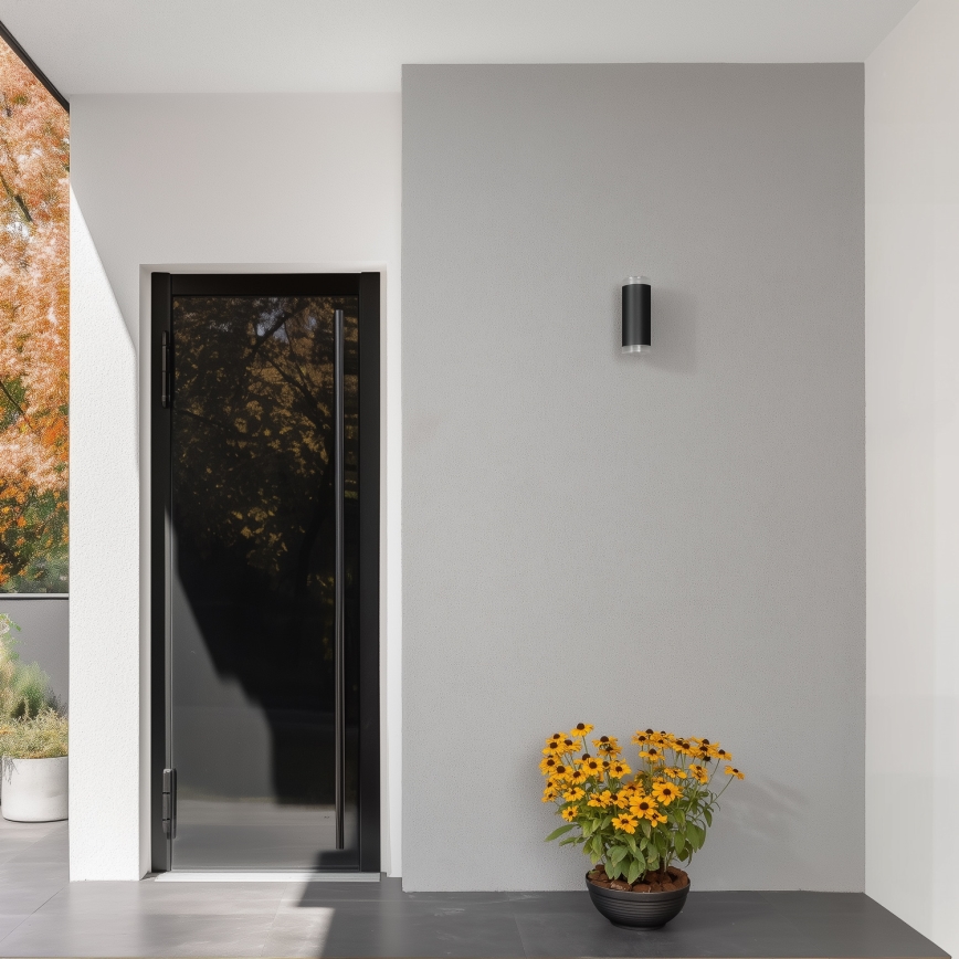Brilagi - Zunanje zatemnjivo LED RGBW stensko svetilo MATERA 2xGU10/4,8W/230V 3000K IP54 črna + daljinski upravljalnik