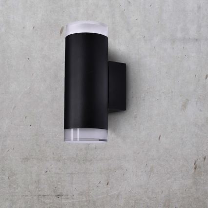 Brilagi - Zunanje zatemnjivo LED RGBW stensko svetilo MATERA 2xGU10/6W/230V 3000K IP54 črna + daljinski upravljalnik