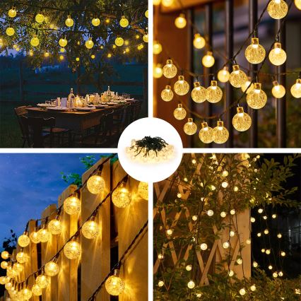 Brilagi - LED Solarna dekorativna veriga BUBBLE 50xLED/8 funkcij 7m IP65 topla bela 600 mAh
