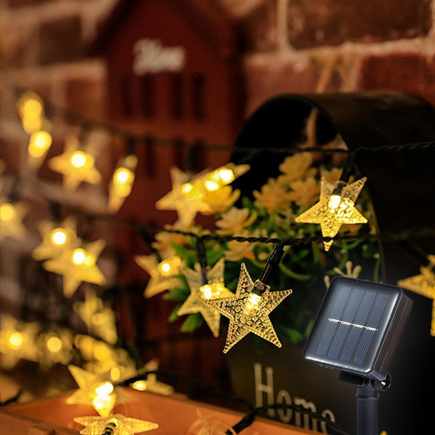 Brilagi - LED Solarna dekorativna veriga STARS 50xLED/8 funkcij 7m IP65 topla bela 600 mAh
