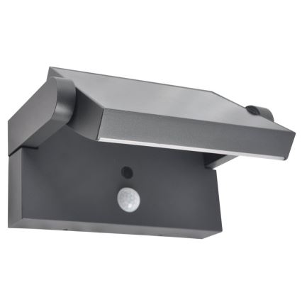 Brilagi - LED Solarna stenska svetilka s senzorjem ANKLE LED/10W/3,7V 3000 mAh 3000K IP65 antracit