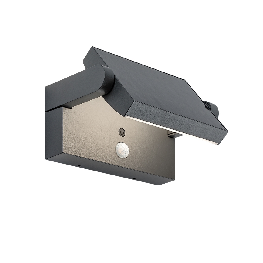 Brilagi - LED Solarna stenska svetilka s senzorjem gibanja in mraka ANKLE LED/10W/3,7V 3000 mAh 4000K IP65 antracit