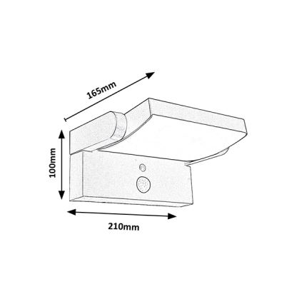 Brilagi - LED Solarna stenska svetilka s senzorjem gibanja in mraka ANKLE LED/10W/3,7V 3000 mAh 4000K IP65 antracit