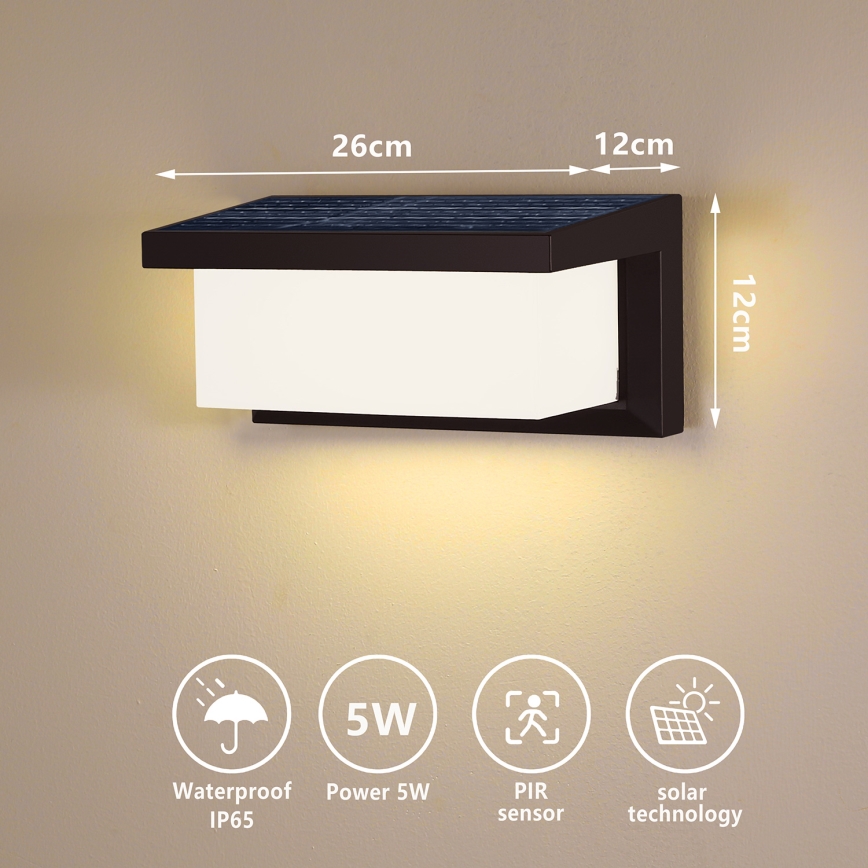 Brilagi - LED Solarna stenska svetilka s senzorjem BRICKY LED/5W/6V 4000 mAh IP65