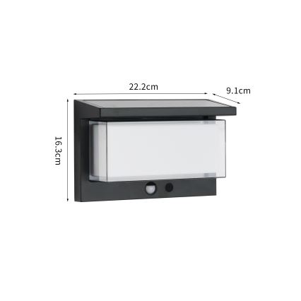 Brilagi - LED Solarna stenska svetilka s senzorjem SONCE LUME LED/10W/3,7V 4000 mAh IP44