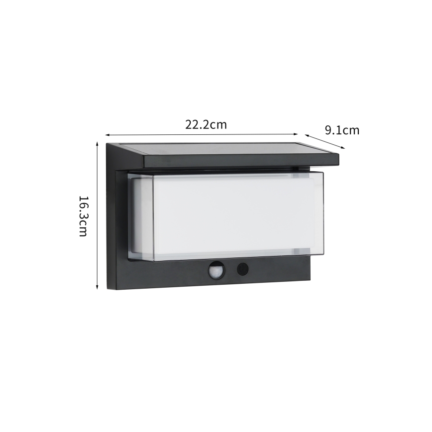 Brilagi - LED Solarna stenska svetilka s senzorjem SONCE LUME LED/10W/3,7V 4000 mAh IP44