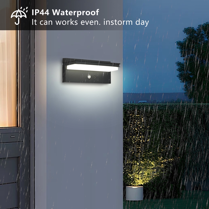 Brilagi - LED Solarna stenska svetilka s senzorjem SONCE SENSE LED/10W/3,7V 4000 mAh IP44