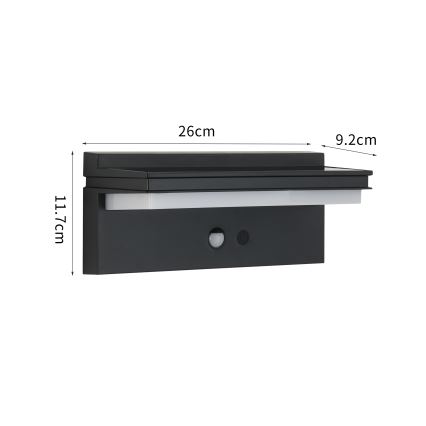 Brilagi - LED Solarna stenska svetilka s senzorjem SONCE SENSE LED/10W/3,7V 4000 mAh IP44