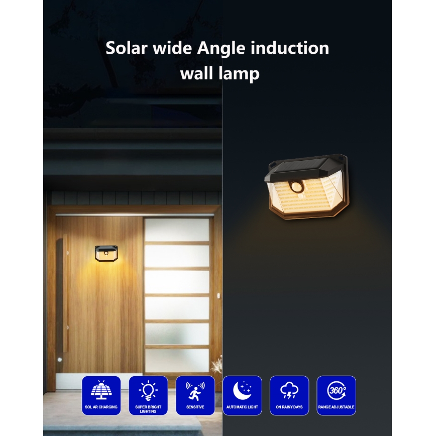 Brilagi - LED Solarna stenska svetilka s senzorjem WALLIE LED/4W/5,5V 1200 mAh 3000K IP65