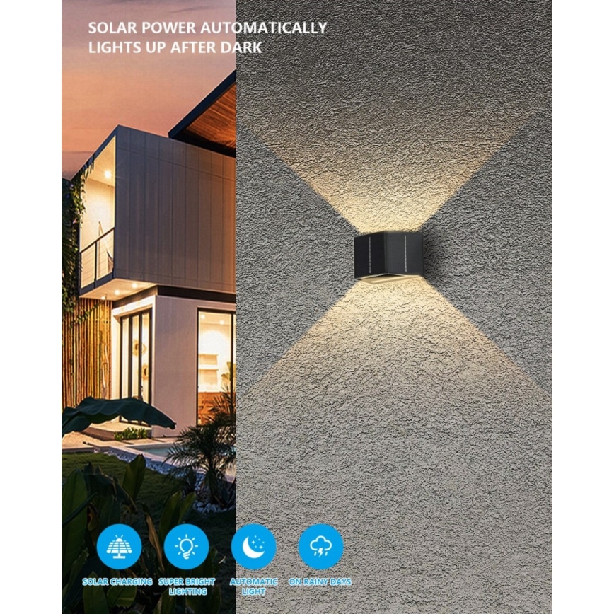 Brilagi - LED Solarna stenska svetilka SOLAR CUBE LED/2W/3,2V 1300 mAh IP54