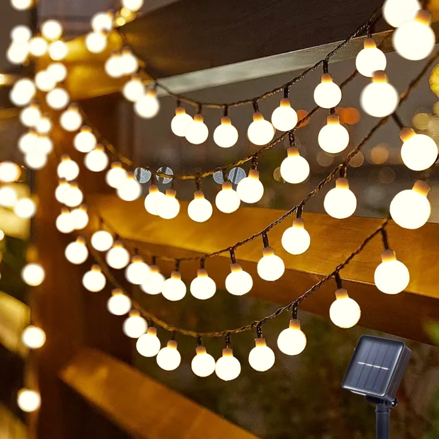 Brilagi - LED Solarni Dekorativna veriga BUBBLE 200xLED/8 funkcij 20m IP65 topla bela