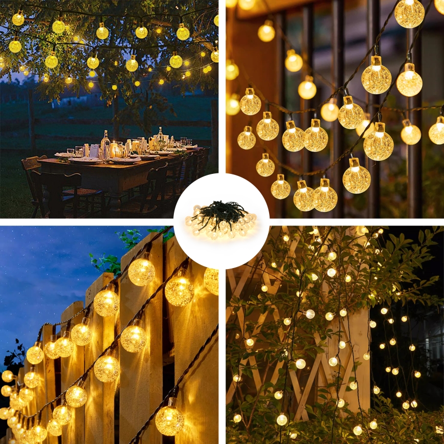 Brilagi - LED solarni dekorativni niz lučk BUBBLE 50×LED/8 funkcij 7 m IP65 topla bela 600 mAh