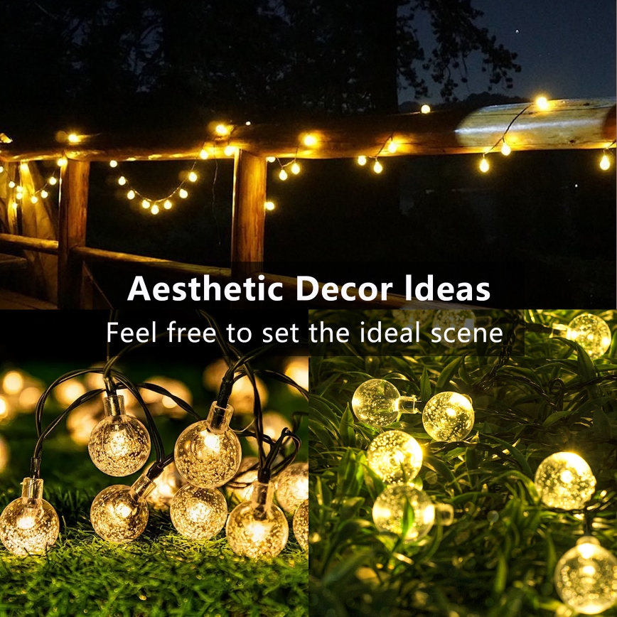 Brilagi - LED solarni dekorativni niz lučk BUBBLE 50×LED/8 funkcij 7 m IP65 topla bela 600 mAh